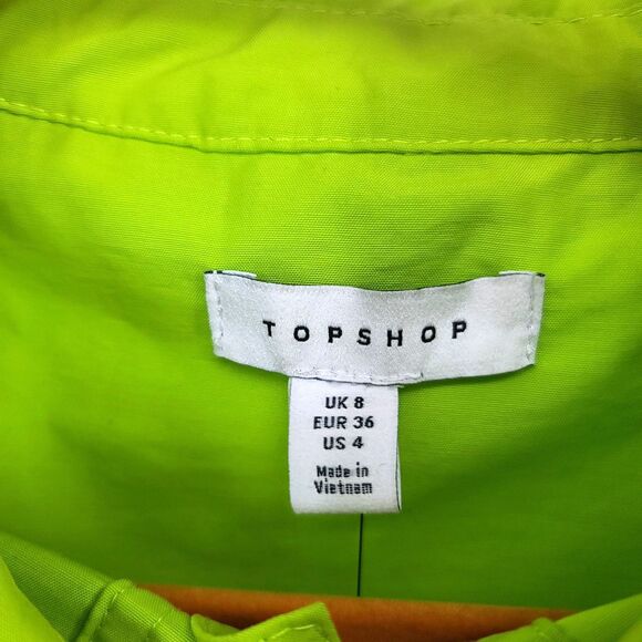 Topshop NWT Neon Green Shacket Size 4 - Picture 3 of 6